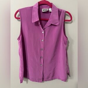 Chico's Vintage Silk Blend Purple Sleeveless Button-Down Shirt